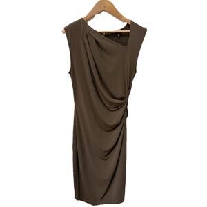 Victoria’s Secret Brown Taupe Cocktail Dress Fitted Asymmetrical Collar Size S